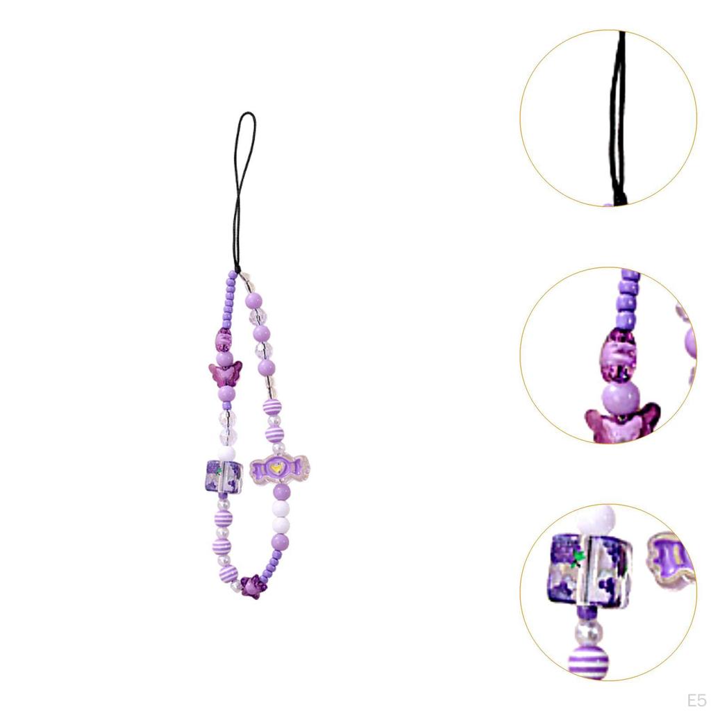 Beaded Phone Lanyard Cute Bracelet Keychain Bag Pendant Decoration Wrist Strap