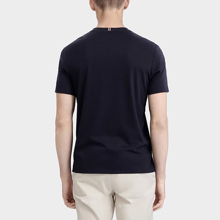 FILA Solid Color Simple Round Neck Pullover Business Casual Short Sleeve T-Shirt Men Tops Legendary-Blue F11M321109FNV