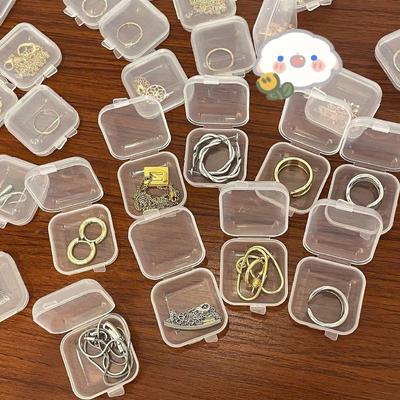 10Pcs Mini Storage Box Transparent Square Plastic Case Earring Ring Jewelry Packaging Portable Grocery Storager