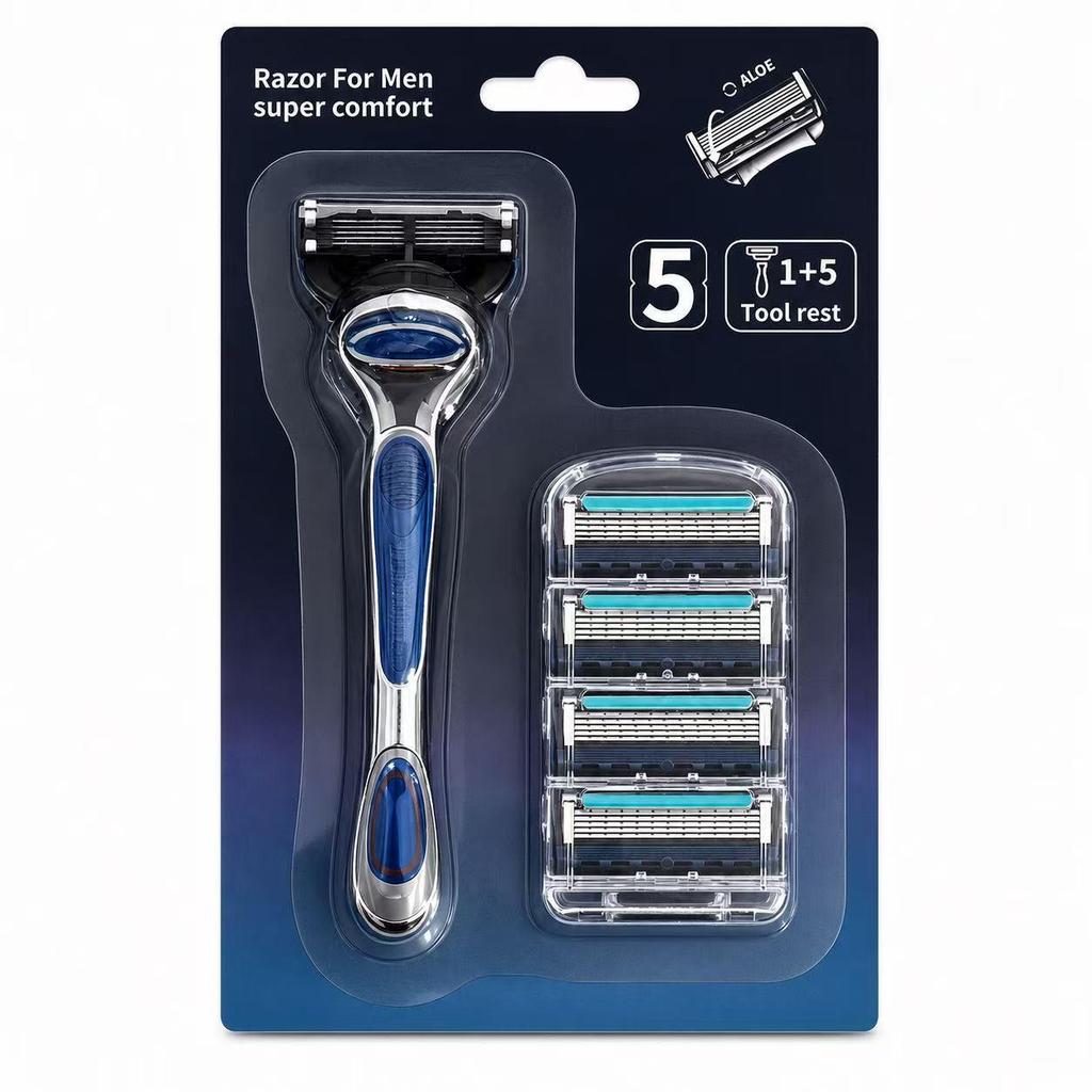Men's Razor Set with Durable Stainless Steel, Five-Layer Ultra-Thin Blades