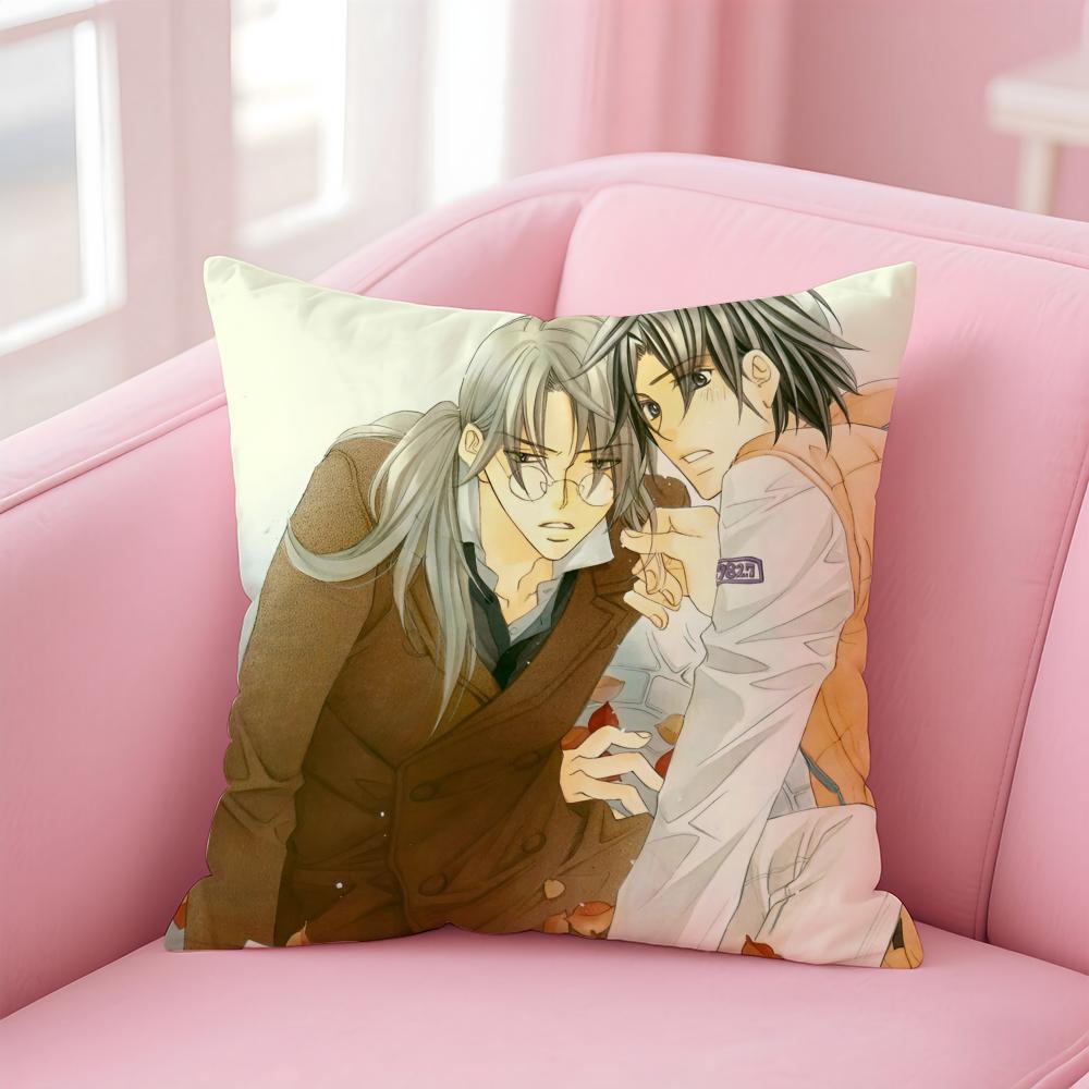 Bl Anime The T-Tyrant Falls In Love Cushion Cover Pillowcase Short Plush Invisible Zipper Room Sofa Cushion Cover