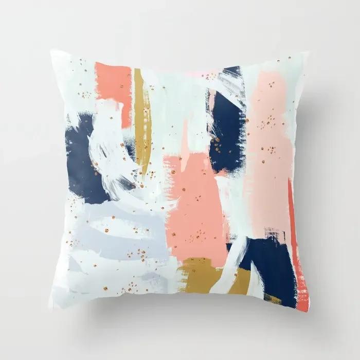 Home Decoration Abstract Geometric Sunset Rainbow Pink Pillowcase Bed Living Room Sofa Office Seat Cushion Cover