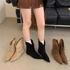 Ankle Boots Women Suede Flats Shoes Sexy Pointed Toe Boots 2025 Designer New Winter Dress Elegant Party Woman Zapatos