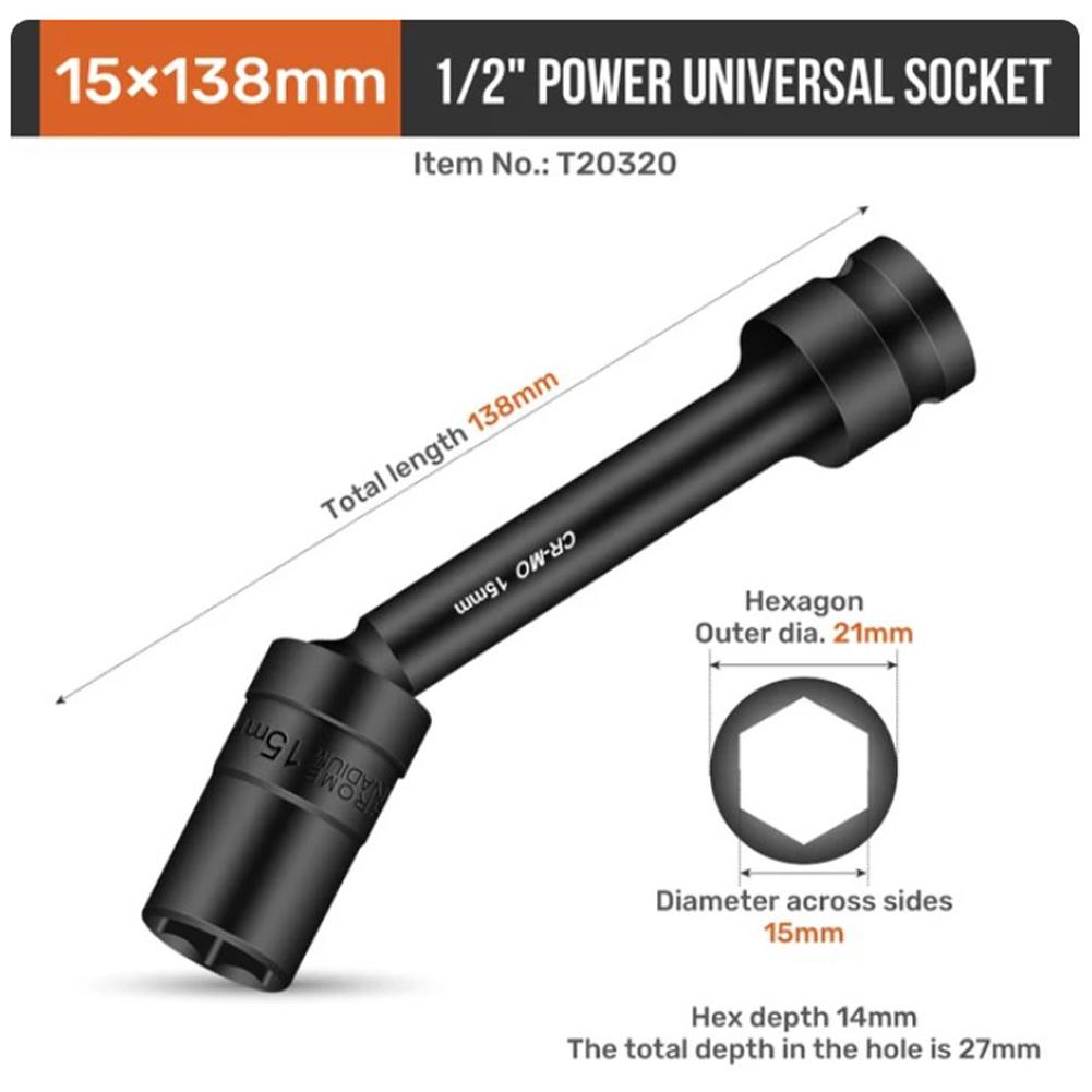 High Hardness and Durability  12 Socket Wrench Hex Socket Head Adapter Spanner Converter  Chrome Vanadium Steel Material