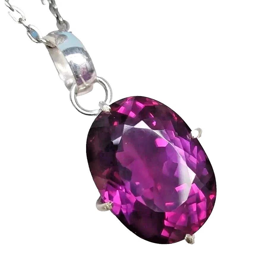 21 Ct Natural Purple Sapphire Oval Elegant 925 Sterling Silver Gemstone Pendant