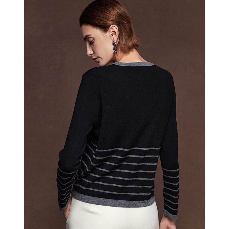 Women's Faux Two-Piece Striped Wool Blend Knit Top