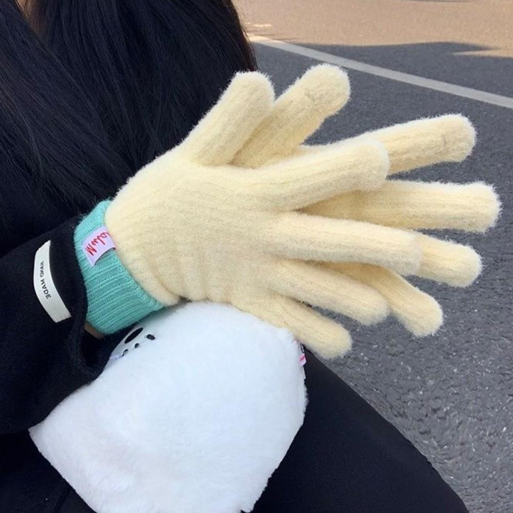 Windproof Touch-screen Gloves Keep Warm Stretch Knit Mittens Fashion Knitted Gloves Women