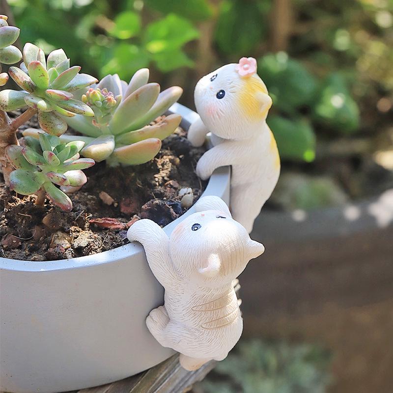 Cartoon Cat Fish Tank Ornaments: Creative Aquarium Decorations & Flower Pot Accessories