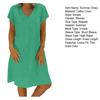 Rochie cu mânecă scurtă cu decolteu în V, cu mânecă scurtă pentru femei, cu potrivire largi, subțire, lungime până la genunchi, lavabilă, culoare solidă, rochie casual, îmbrăcăminte de stradă