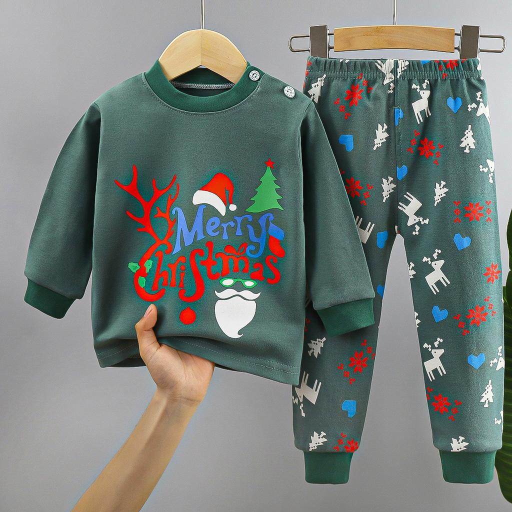 Kids Boys Girls Pure Cotton Pajamas Cute Cartoon Long Sleeve Pyjamas Toddler Baby Autumn Sleepwear Children's Clothing Sets Christmas