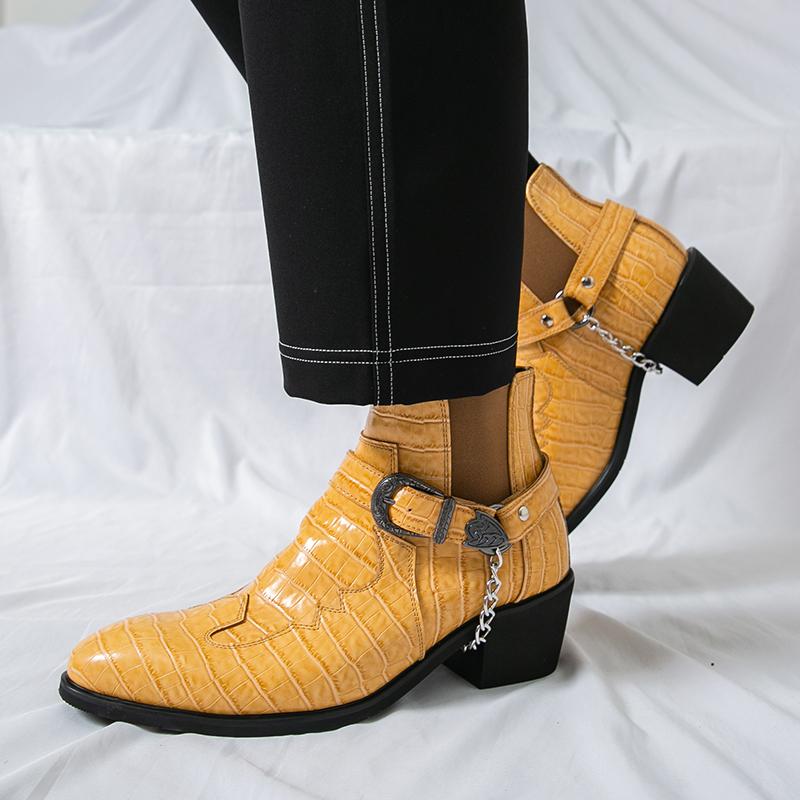 Bottes Homme Toutes Saisons Talon Haut Cheville Bout Pointu Décontractées Mode Confortables Pour Usage Quotidien Matériau Durable De Bonne Qualité