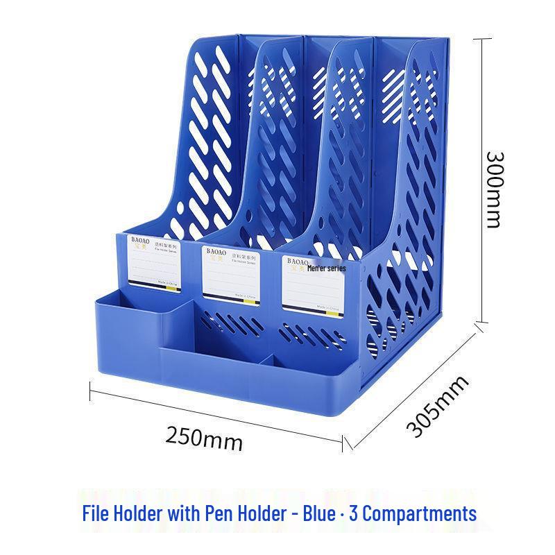 Four-Tier A4 Document Organizer with Pen Holder - Desktop File Holder Tray and Storage Rack
