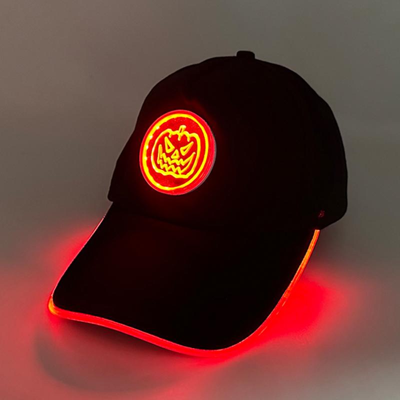 LED Leuchtender Totenkopf Baseballkappe Blinkende Leuchtende Halloween Partykappe Niedliche Logo-Kappe für Damen Herren Hip-hop Club Auftrittsbedarf