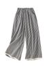 Women's Retro Lace Patchwork Plaid Wide-Leg Pants - Black & White, Casual, Nine-Tenths, Spring/Summer Fashion.