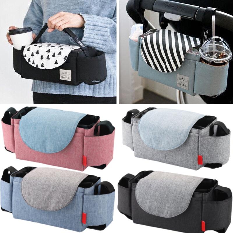 Baby Organiser Pram Mummy Bag Storage Buggy Stroller Pushchair Bottle Cup Holder