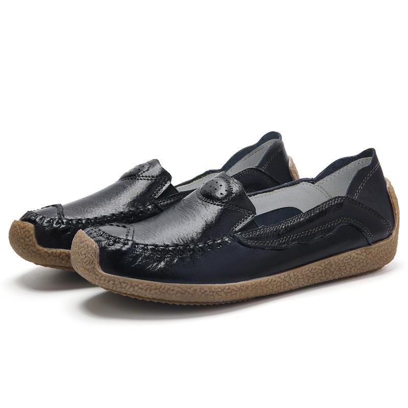 

Осенняя мода Женская удобная обувь большого размера для женщин 35-44 Балетки Zapatos De Mujer Повседневные Женские туфли с круглым носком 35 чёрный