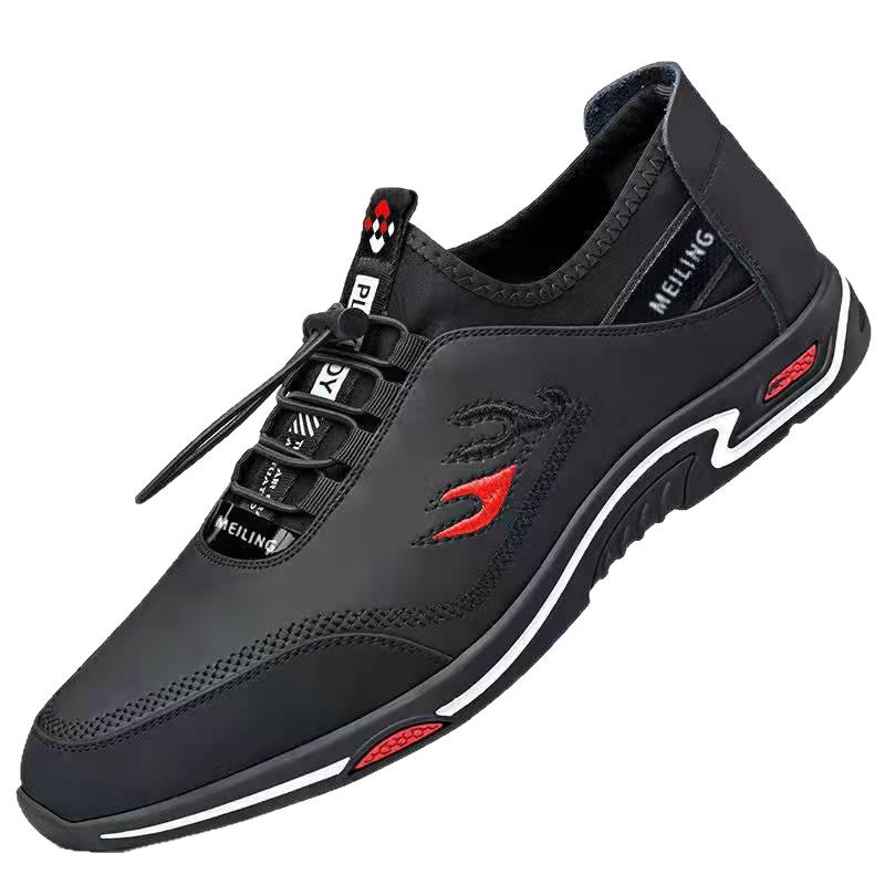 New Men's Business Casual Shoes Fashionable Soft Sole Breathable Invisible Height Increase Men's Leather Shoes