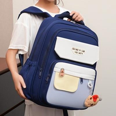 Die neue Schultasche ist hochwertig, frisch und süß, mit kontrastierenden Farben, Rucksack mit Patchwork-Design Stufe 1-3, leichter Rucksack mit vielen Taschen.