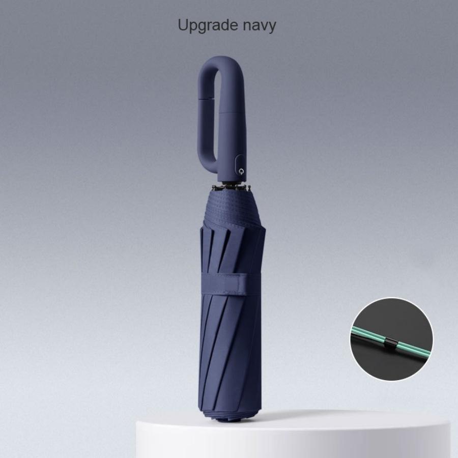 105cm/41.34in Fully Automatic Ring-Buckle Umbrella with Carabiner Handle Folding Rain Windproof Sunshade for Men Women