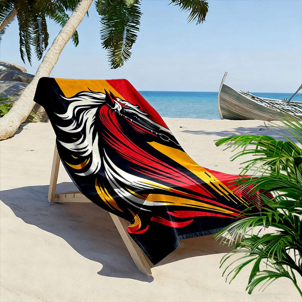 Majestic vibrant horse energy Print beach towel, quick drying, suitable for travel, outdoor sports, jogging, the beach and swimming, gift