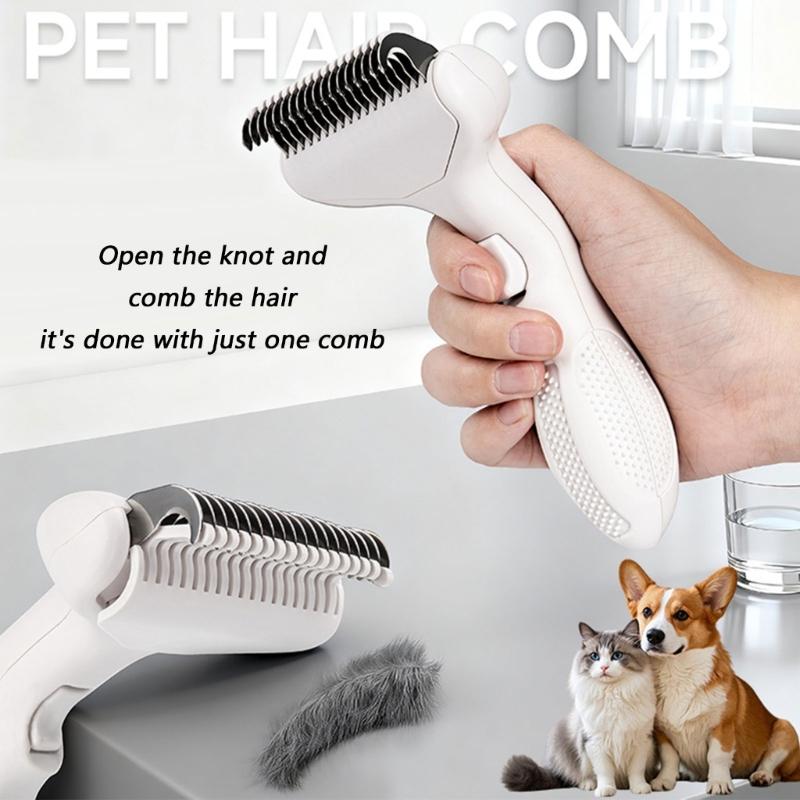 Brushing Comb for Matted Hair Removal, Dematting Tool With Metal Teeth and Textured Handle for Long-Hair Brushing Use