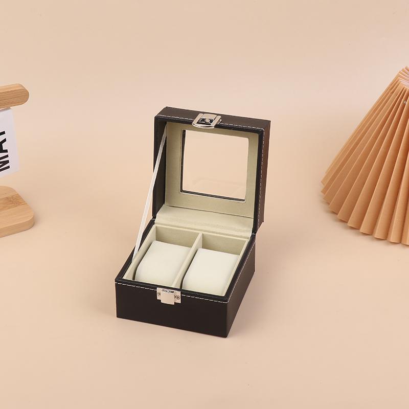 1 Stück Schwarze PU-Leder-Uhrenbox Vitrine Organizer Mit Glasdeckel mit Rahmen Und Herausnehmbarem Kissen Für Männer Und Frauen