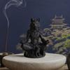 Yousheng 3D Printed Gothic Werewolf Meditation Statue, Zen Beast Warrior Sculpture with Round Base, Matte Black Fantasy Desk Decor, Unique Gift for