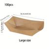 100 Pcs Disposable Kraft Paper Coated Boat Boxes - Ideal for Packing Fried Chicken, Popcorn, Fried Snacks, etc