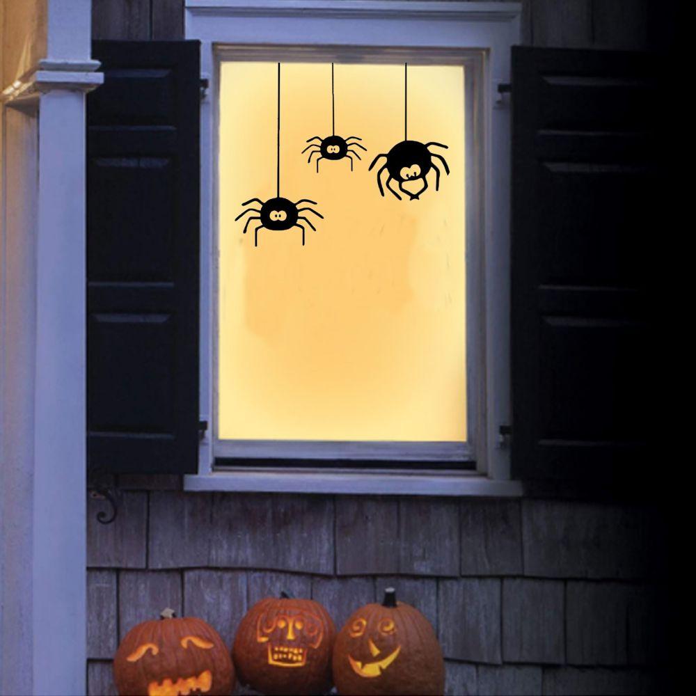Funny Black On Wall Prank Window Wallpaper Decal Spider Sticker Halloween Decoration