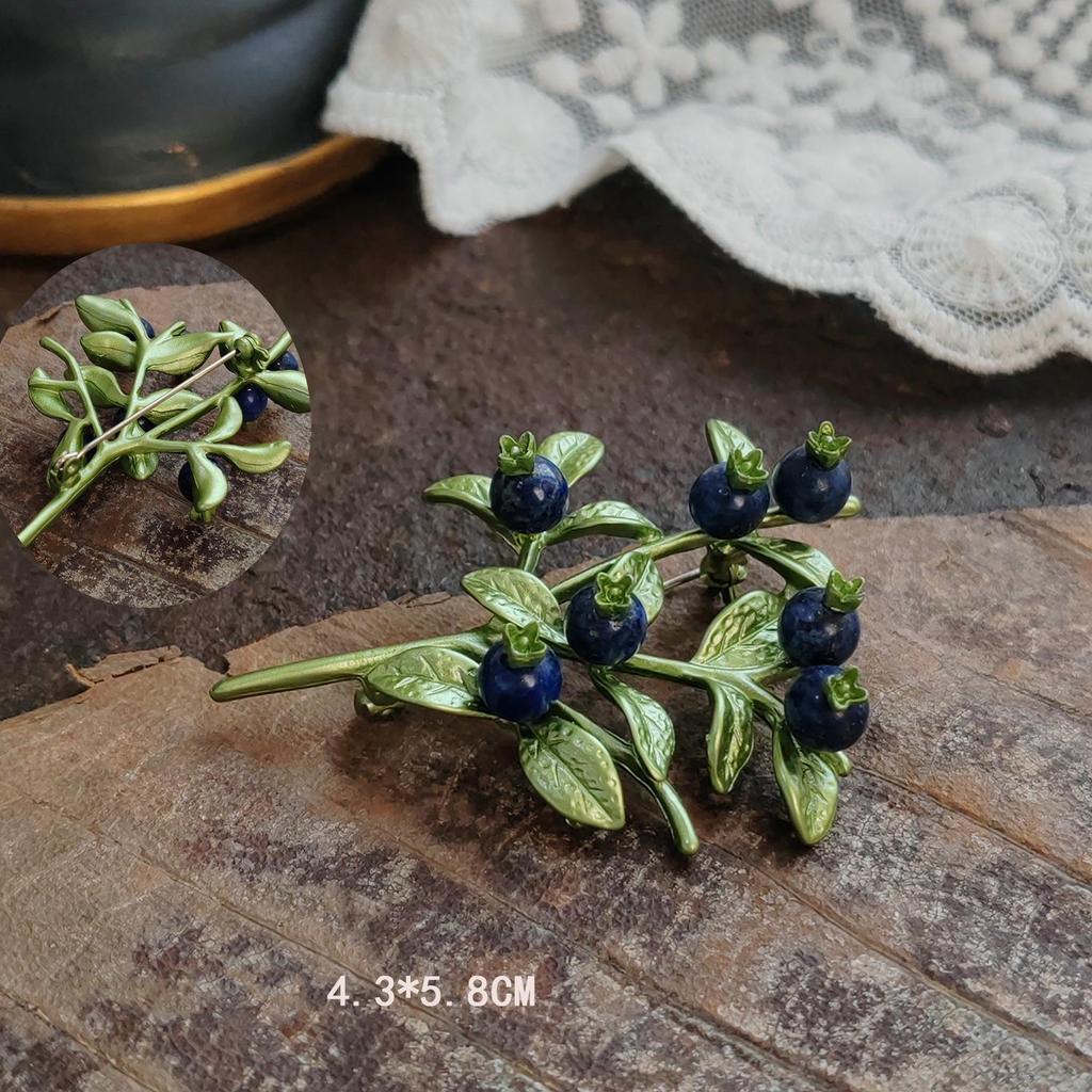 Handmade Vintage Lily of the Valley Enamel Leaf Brooch Pin