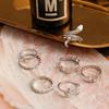 2024 Snake Rose Ring Set 7-piece Irregular Trend Fashion Cute Ring Ladies Girl Jewelry