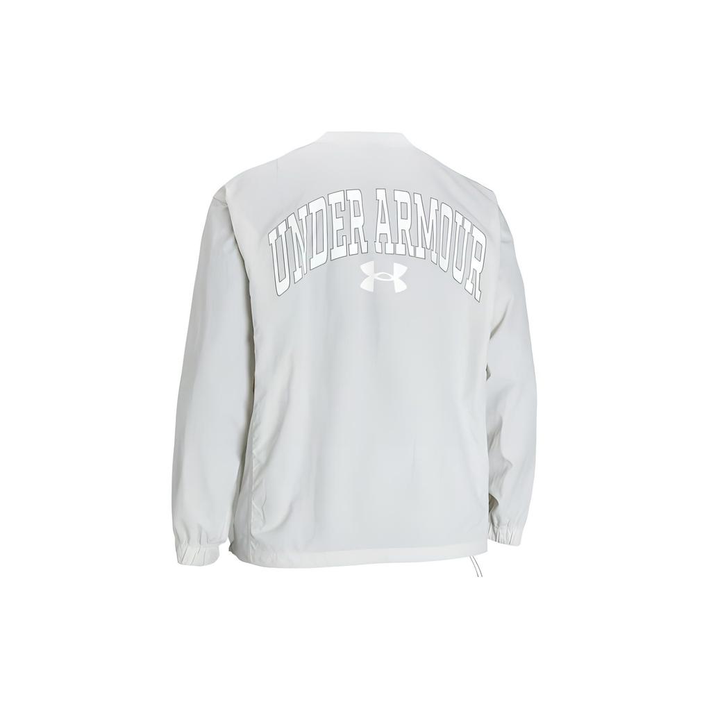 Under Armour Letter Print Woven Crewneck Training Retro American Sweatshirt Men sweatshirt Clay-White 1387996-114