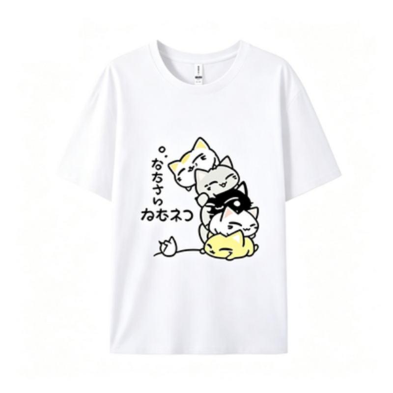 New summer style Korean version pure cotton shortsleeved top Unisex loose fit cartoon design versatile suitable for both Unisex wome