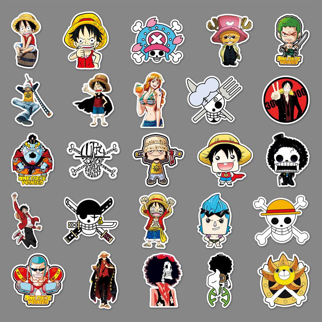 One Piece 50 Pcs Cartoon Anime Waterproof Decorative Stickers For Luggage Travel Case Car Guitar Phone Laptop Skateboard