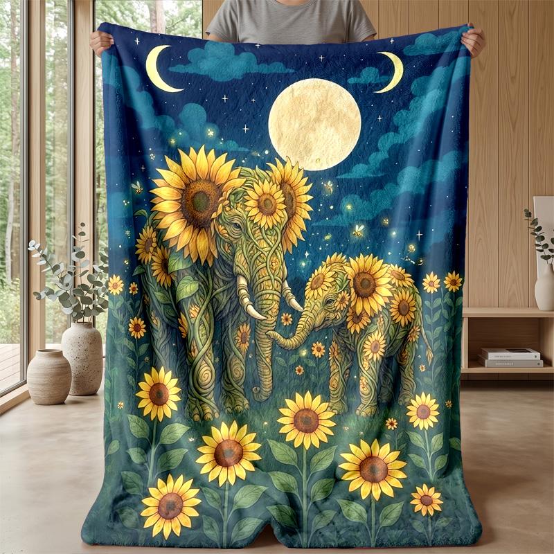 Mechanical Elephants and Butterflies Theme blanket Lightweight Warm Flannel Blanket Decorative Throw Blanket for Home Decoration