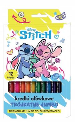 KREDKI OŁÓWKOWE TRÓJKĄTNE JUMBO 12kol. STITCH 0873