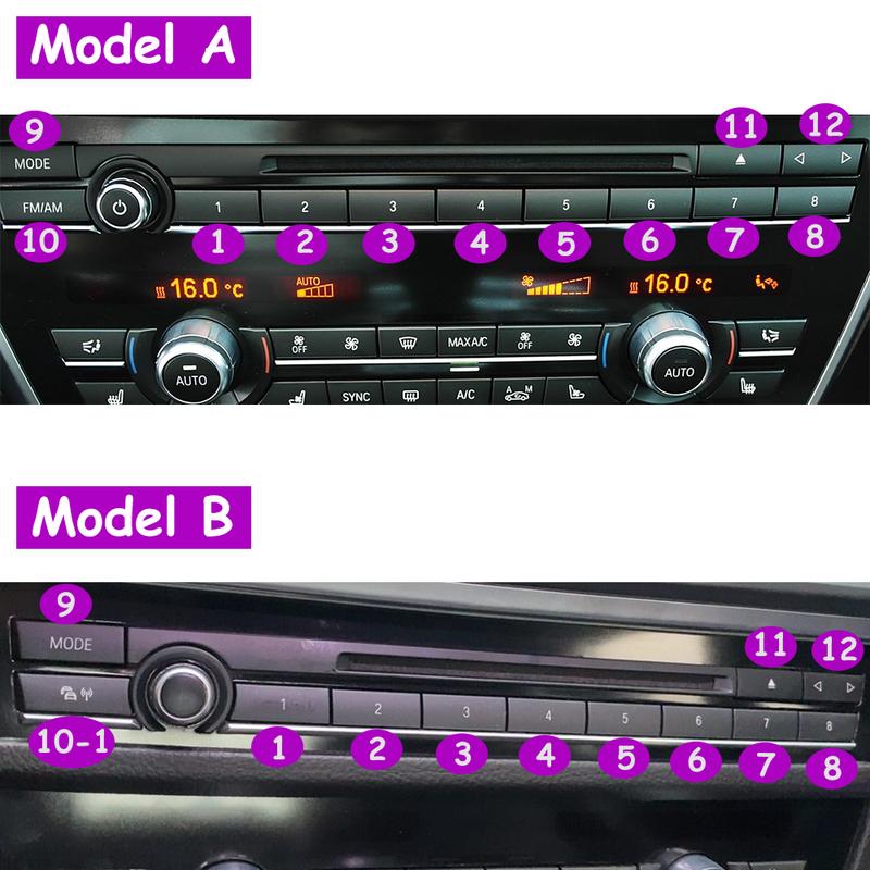1 Stück F10 F11 F06 F12 F13 F07 F01 F02 F04 Auto Mittelkonsole CD Digital MODE FM/AM Knopf Abdeckung Zierleiste Für BMW 5er 6er 7er 5GT Serie