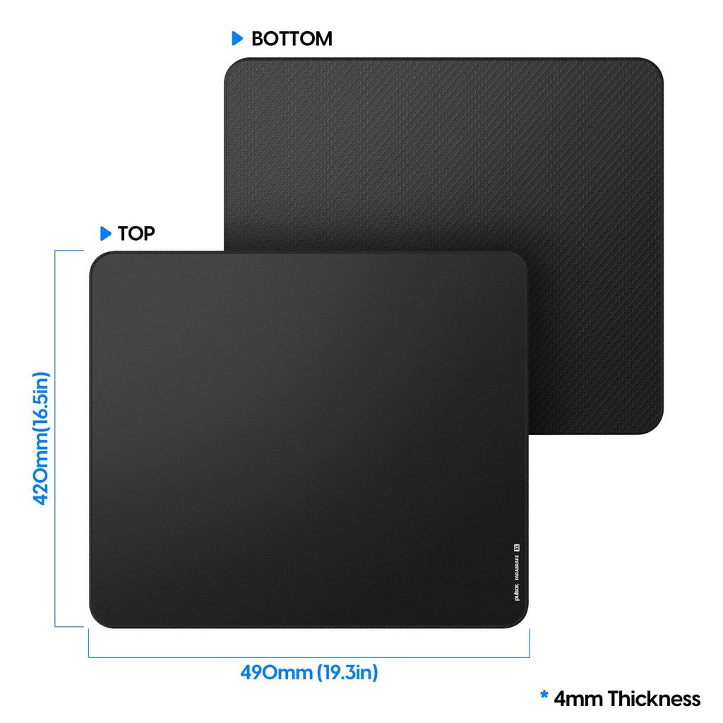 Pulsar Gaming Gears ESports Gaming Mouse Pad XL Size ParaBrake V2 Medium Friction Soft Type 49cm X 42cm Anti-Slip (XL, Black)