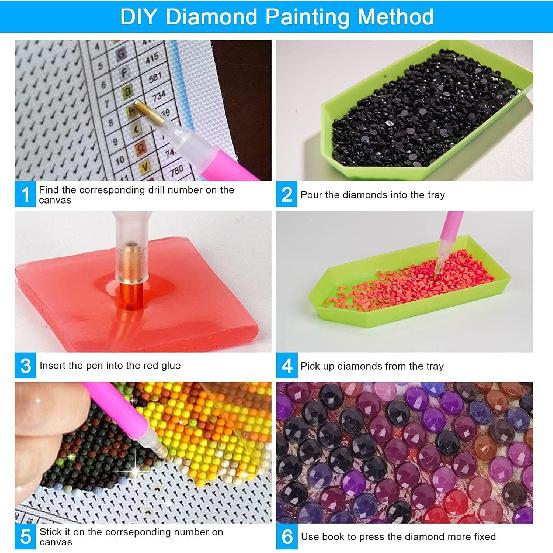 GemZono 3 Pieces Tarot Sun Moon & Stars Adult Diamond Painting Kit, 5D Diamond Art Round Full Diamond Painting Kit, Polka Dot Diamond Digital