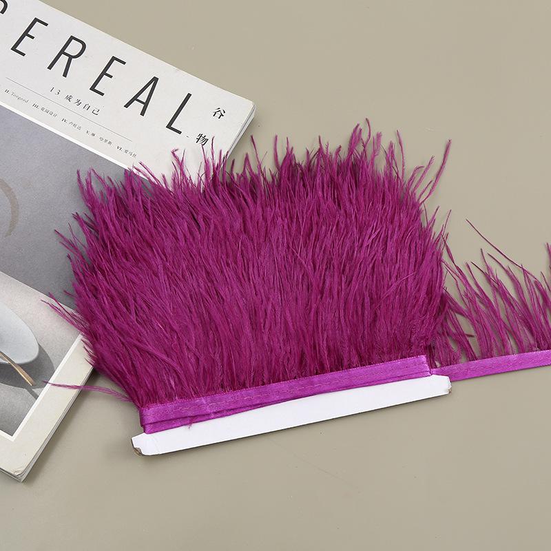 Color 8-10 Cm Ostrich Hair Cloth Edge Clothing Cuffs Hem Ostrich Feather Strips Cloth With Accessories Lace