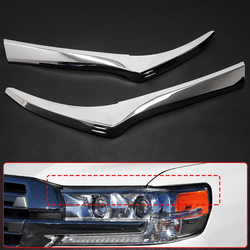 Car Styling ABS Chrome Headlight Eyebrow Eyelid Cover Trim Car Accessories For Toyota Land Cruiser FJ200 LC200 2015-