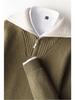 Men's Fashion Versatile Half-Zip 100% Wool Color Block Sweater