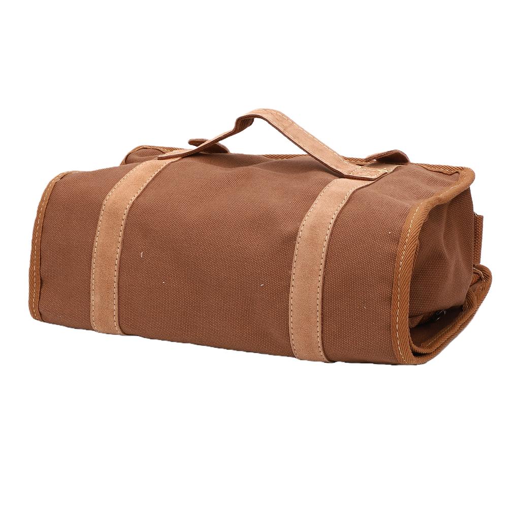 Travel Bartender Bag with Shoulder Strap Canvas Portable Carrying Bar Bag Organizer for Indoor Outdoor Party Brown
