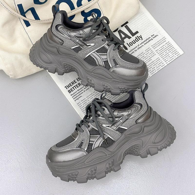 Small platform dad shoes women's 2025 autumn new fashionable versatile casual 7cm height-increasing sports jogging shoes