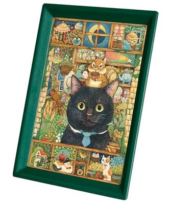 Pinto 80-Piece Mini Plastic Jigsaw Puzzle "Cotton Lion - Black Cat Plant Shop" (8x10cm) for Kids and Adults, No Broken Pieces, Clicks Into Place [Q117