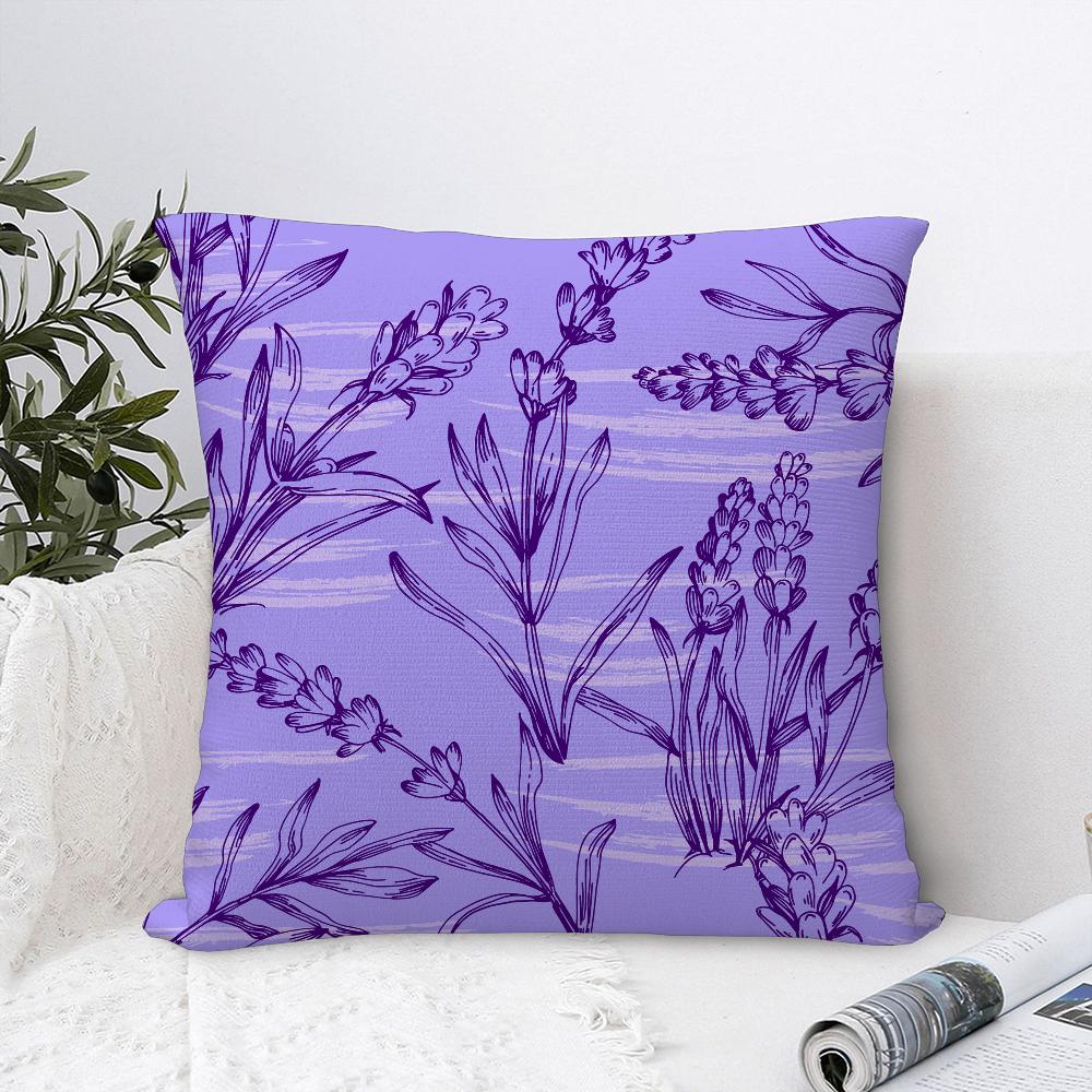 Lavender Flowers Pillow Case Sofa Decorative Home Double-sided Printing Short Plush Cushion Cover Throw Pillow Cover Gifts