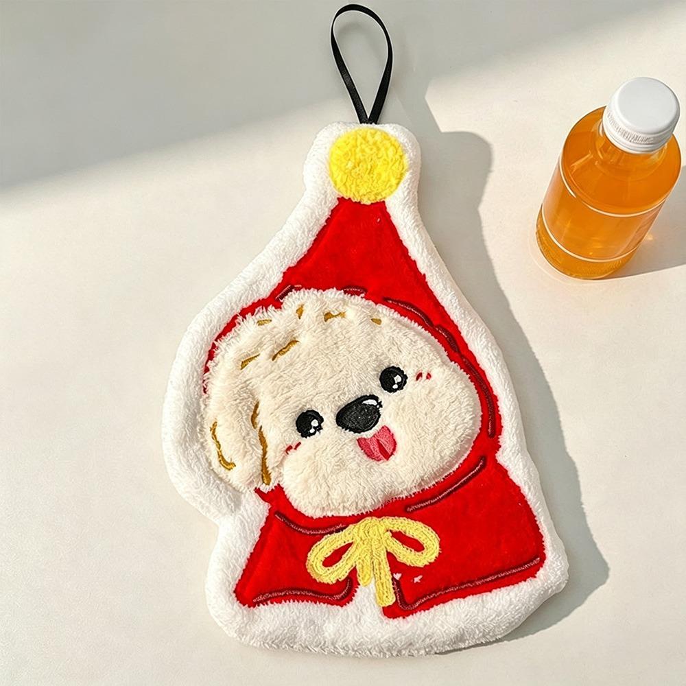 Coral Fleece Hanging Hand Towel Absorbent Cartoon Hand Towel New Puppy Hand Towel Bathroom Use