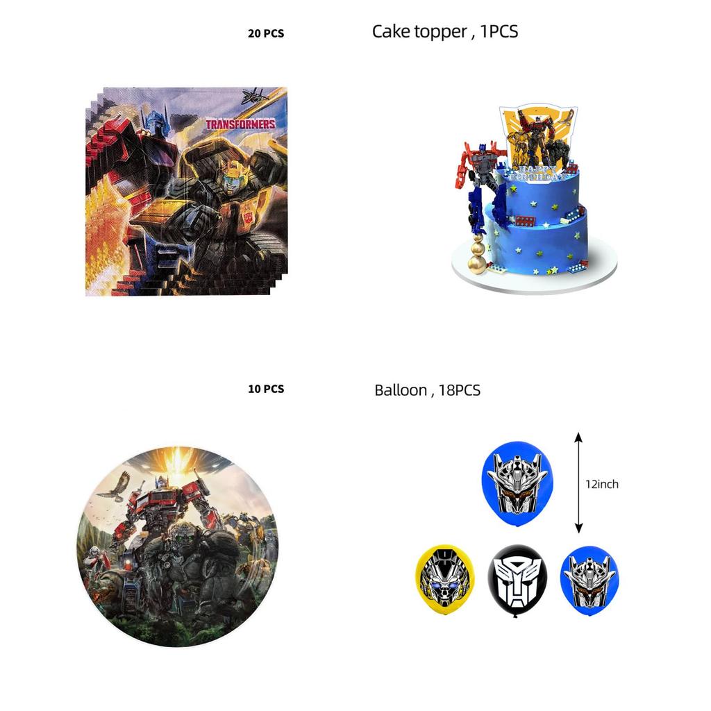 Neuankömmling Transformers Themenpartyzubehör Dekorieren Sie Ihre Party mit Plastiktellern, Papierservietten und Tischdecke
