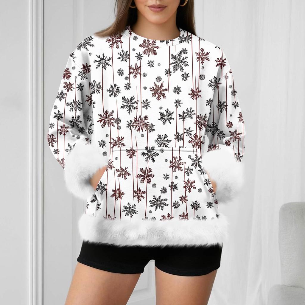 Women's Casual Fashion Christmas Retro Print Long-Sleeve Sweatshirt