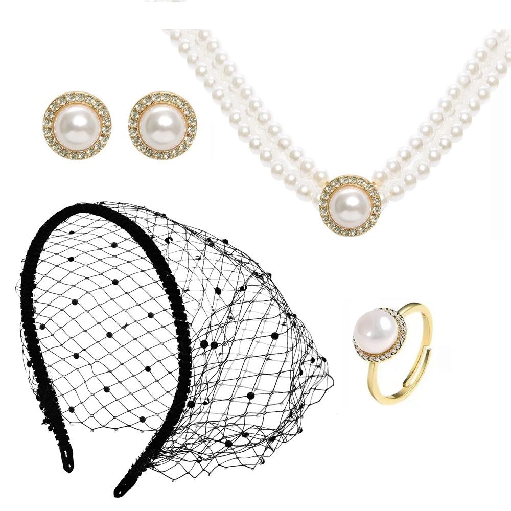 

Light Pearl Necklace and Earring Set , Irregular Shape Clavicle Chain , Party Jewelry чёрный